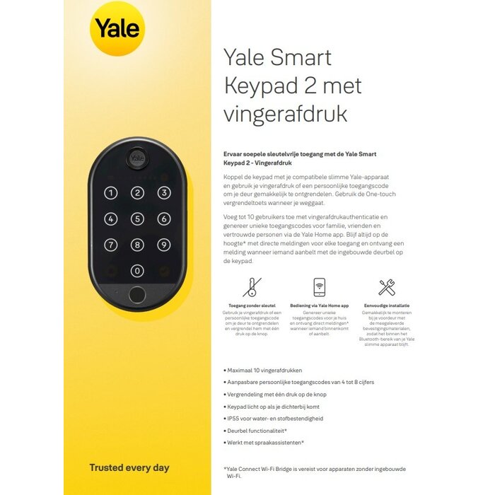 Assa Abloy Yale Smart Keypad pour serrure de porte Linus/serrure d'armoire/ouvre-garage/ouvre-porte