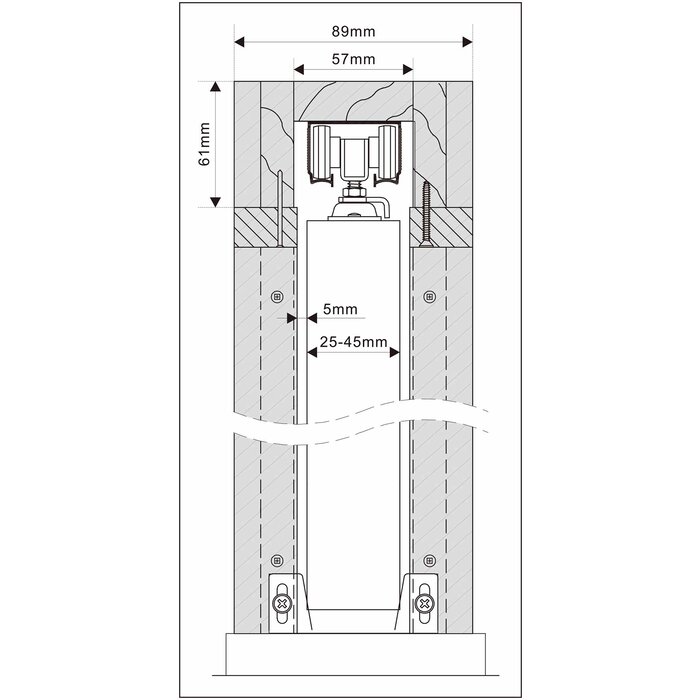 DKS Système de porte coulissante invisible intégré « à l'intérieur »
