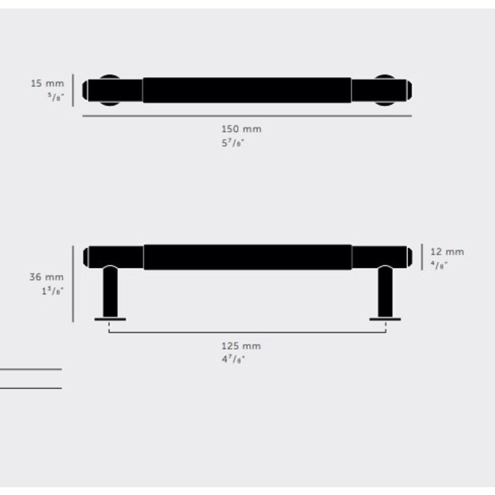 Buster+Punch Solid stainless steel furniture handle Buster&Punch with linear ground pattern