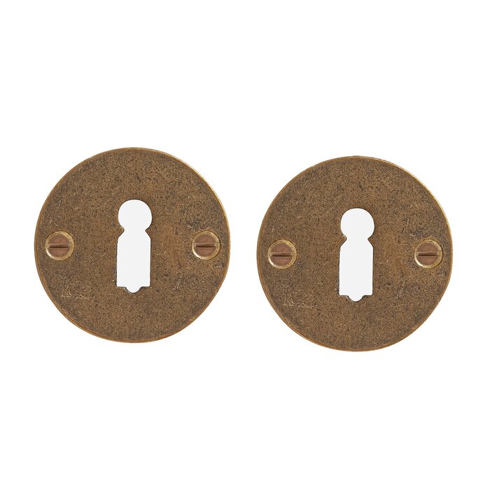 Dauby Pair of Key Plates - Round Rosette 50F Raw Bronze (RB)
