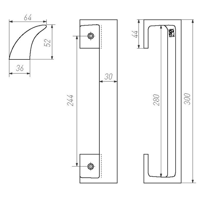 Dauby Door handle PMAF-300 white bronze (WB) 300mm