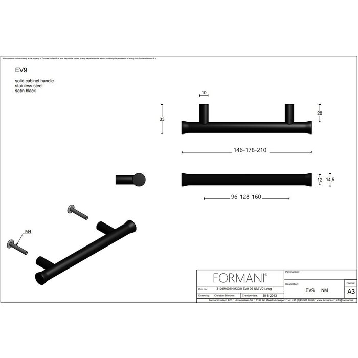 Formani  Poignée de meuble NOUR EV9 par Edward Van Vliet pour Formani - acier inoxydable poli