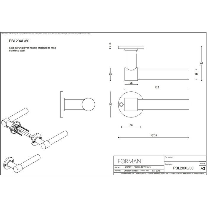 Formani Massive weiße Türgriffe Piet Boon ONE PBL20XL/50