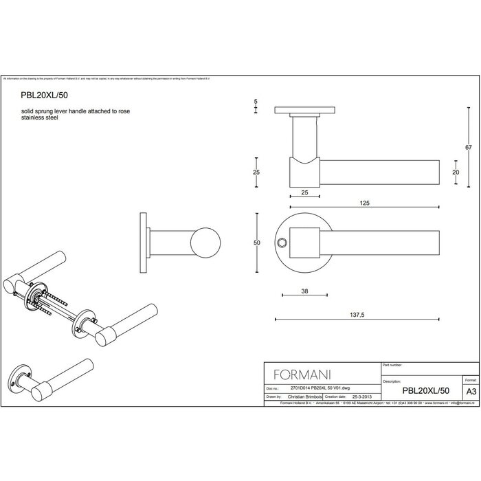 Formani Massive Türgriffe Piet Boon ONE PBL20XL/50 – Mattschwarz