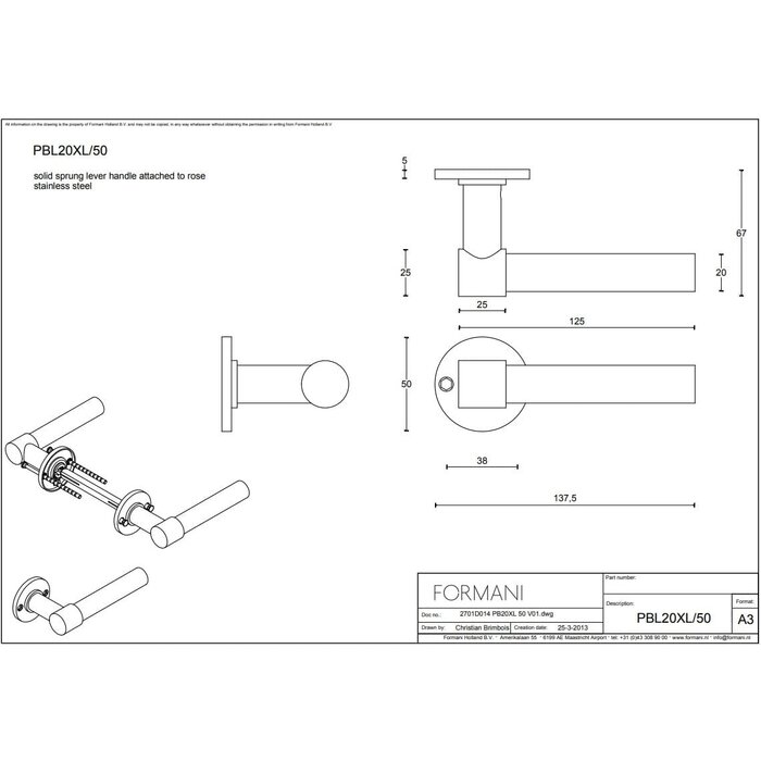 Formani Massive Türgriffe Piet Boon ONE PBL20XL/50 – Schwarz PVD