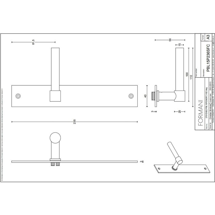 Formani Formani ONE deurklinken PBL15P236 op schild - Licht brons PVD