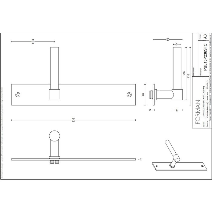 Formani Formani door handles Piet Boon ONE-PBL15P236 on plate - Bronze