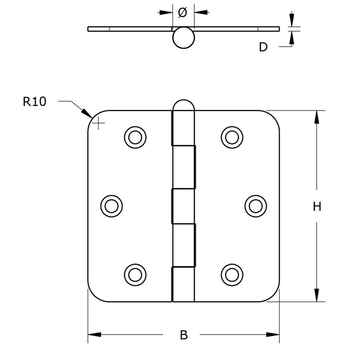 Dulimex Black hinge with loose pin 76 x 76 x 2.0 mm lacquered