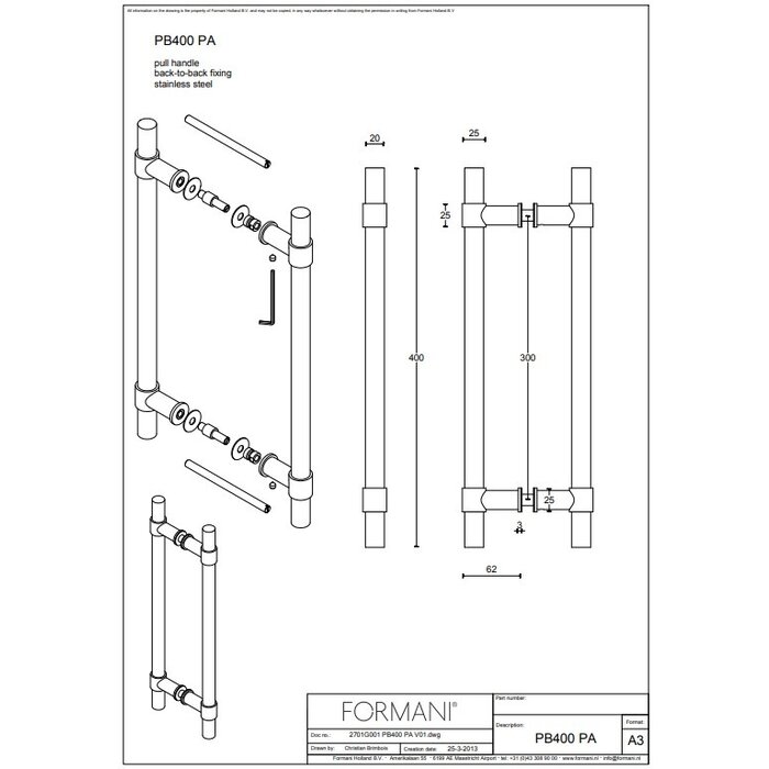 Formani Formani Vordertürgriff Piet Boon ONE PB400 – Bronze – 3 Varianten
