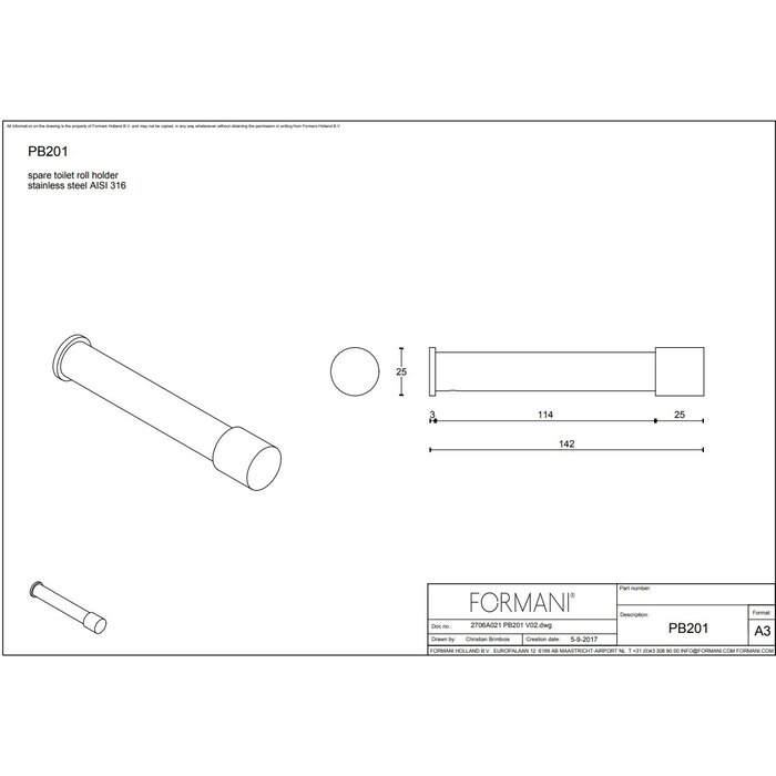 Formani Formani reserve toilet roll holder Piet Boon ONE PB201 - Black