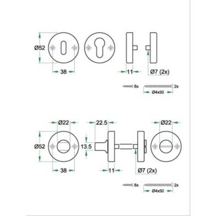 Artitec Pair of black cylinder plates 52mm Uno
