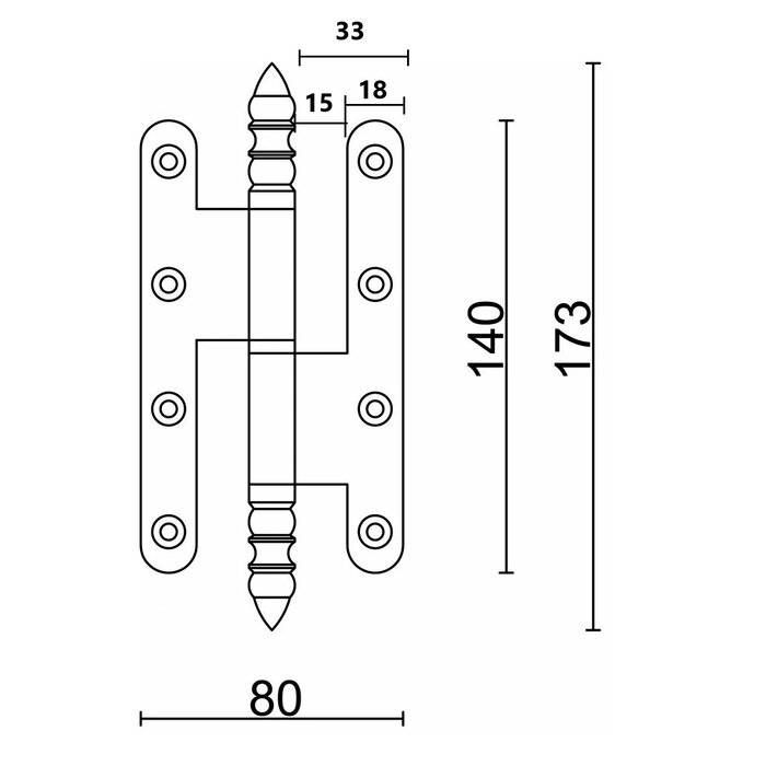 HDD HDD black Paumelle BR 3.5x80x140mm