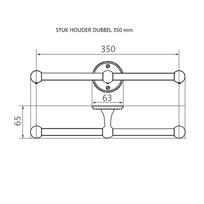Dauby Dauby houder dubbel - ruw metaal (RM) 350mm