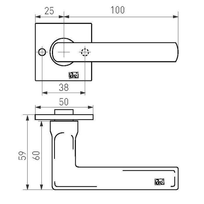 Dauby Pair of door handles PH1920 /QU raw bronze (RB)