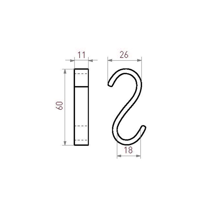 Dauby Dauby offener Haken „S“ – Rohbronze poliert (RBP)