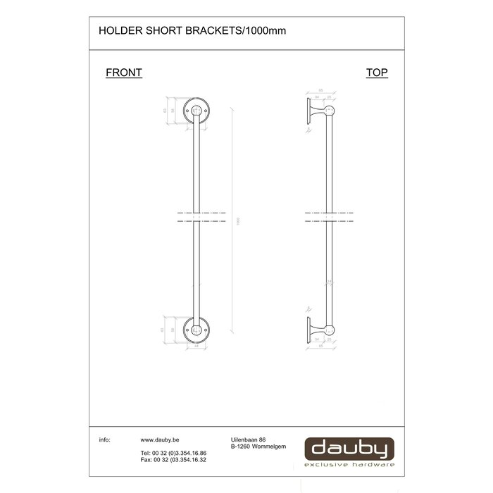 Dauby Dauby holder 2 end supports - matt white bronze (WBS) 1000mm