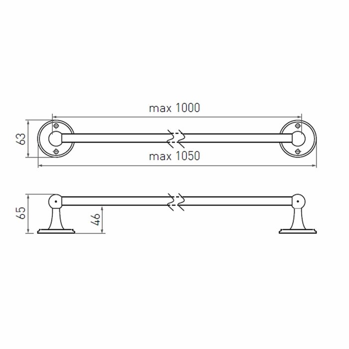Dauby Support Dauby 2 supports d'extrémité - bronze brut poli (RBP) 1000mm