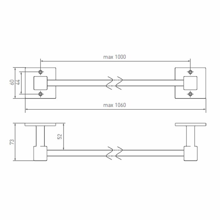 Dauby Dauby holder 2 end supports Q - rough bronze polished (RBP) 1000mm