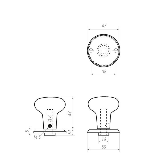 Dauby Boutons de porte Dauby PHR/50 également pour l'extérieur - bronze brut poli (RBP)