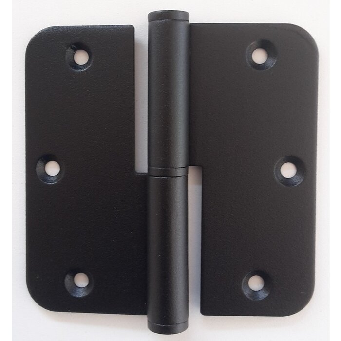 In-Door Zwarte paumelle 89x89x2.5mm afgerond RVS  structuurlak