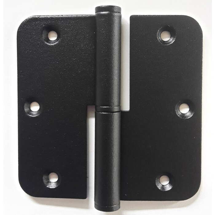 In-Door Charnière noire 89x89x2,5mm arrondie en acier inoxydable laqué texturé