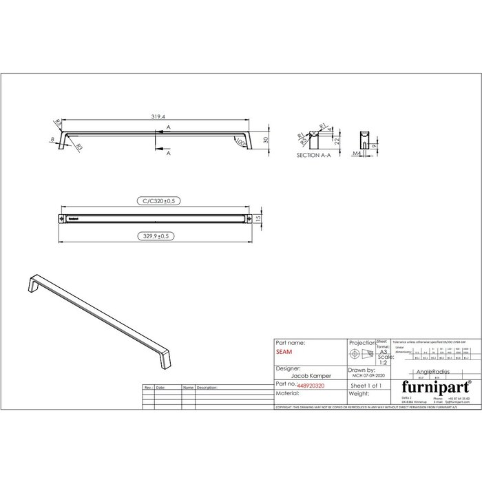 Furnipart Furnipart meubelgrepen SEAM in U- vorm - RVS Look