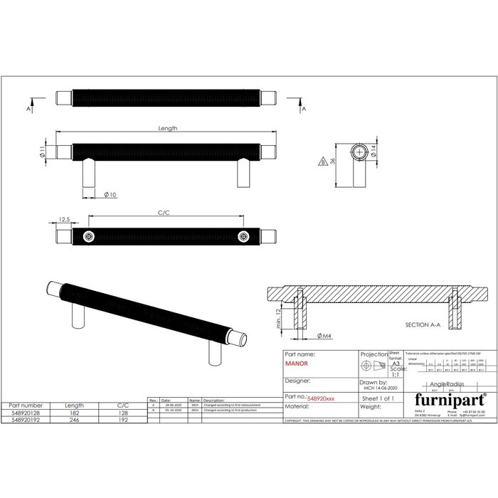 Furnipart Furnipart furniture handle MANOR cross-ground - antique brass