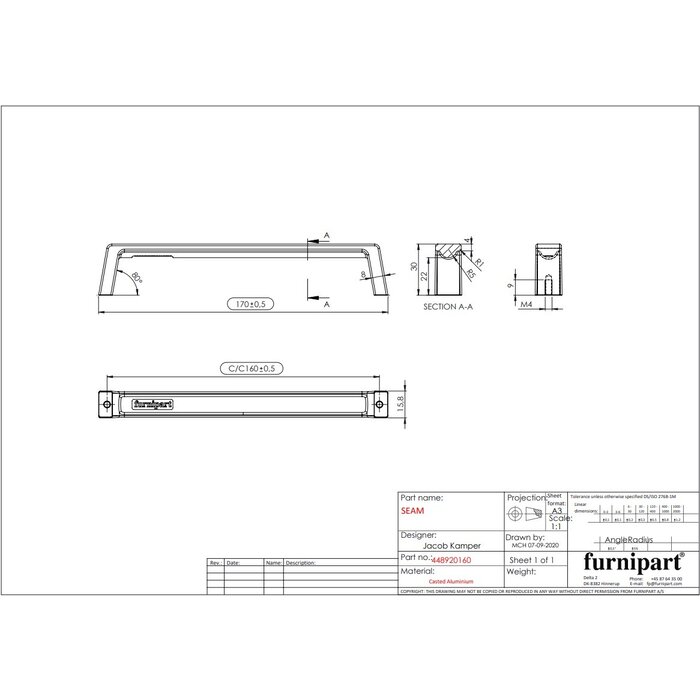 Furnipart Furnipart furniture handles SEAM in U-shape - in black