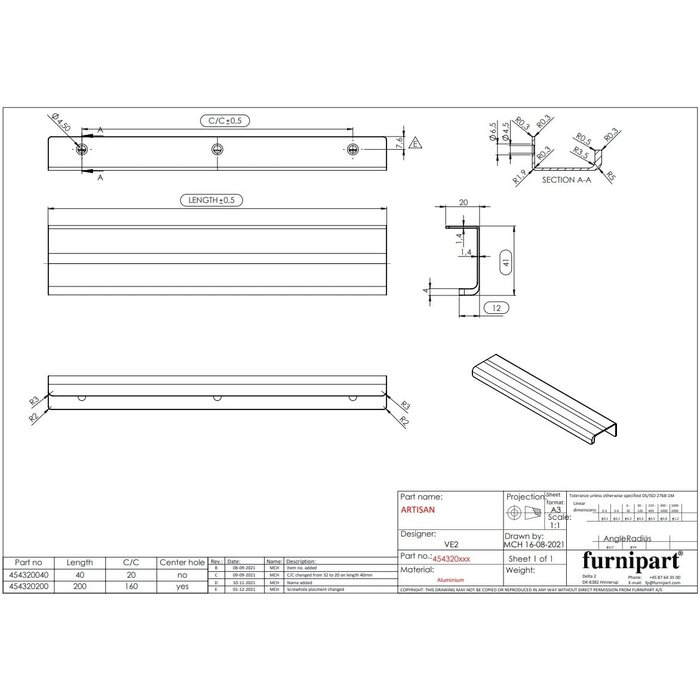 Furnipart Furnipart meubelgrepen ARTISAN - geborsteld mat zwart