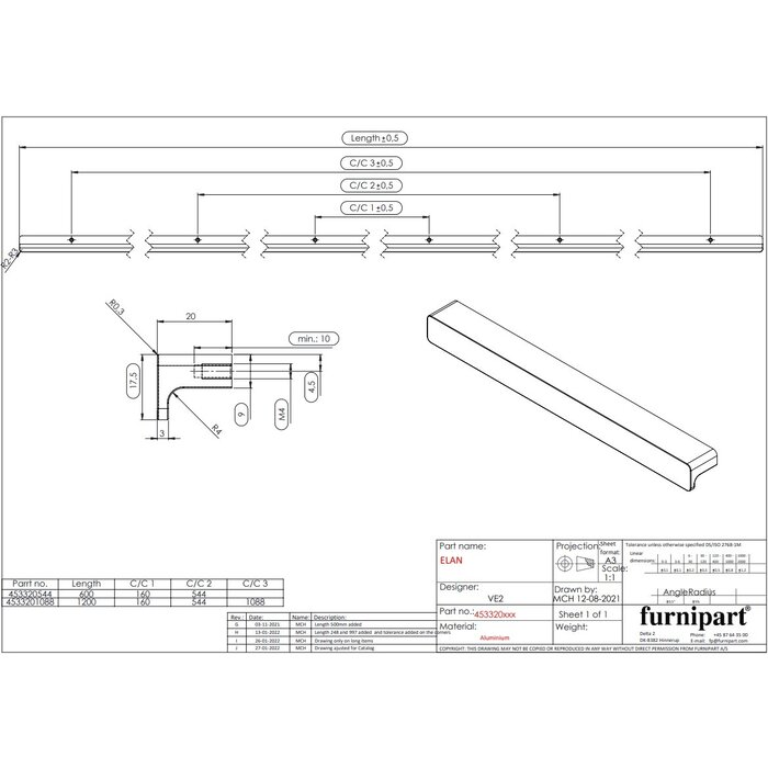 Furnipart Furnipart furniture handles ELAN - Stainless steel look