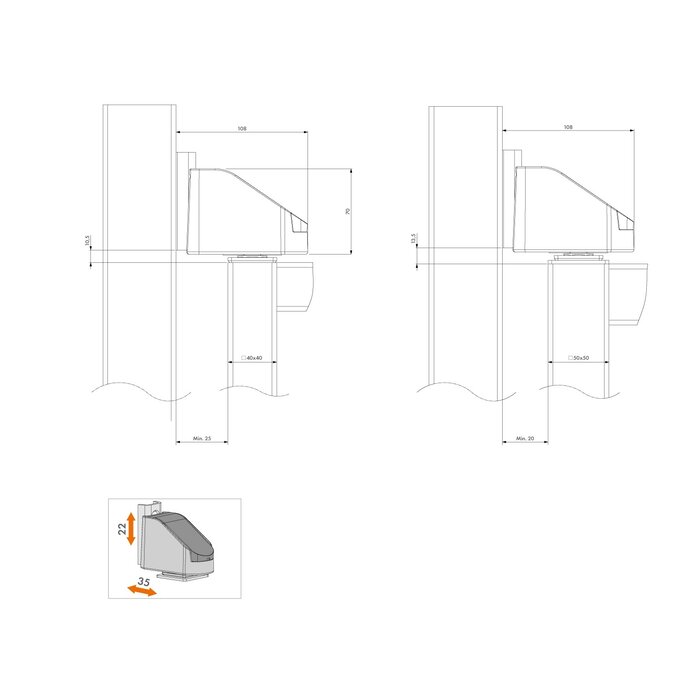 LOCINOX Locinox adjustable 90° hinge BEARING HINGE with bearing - 2 pieces