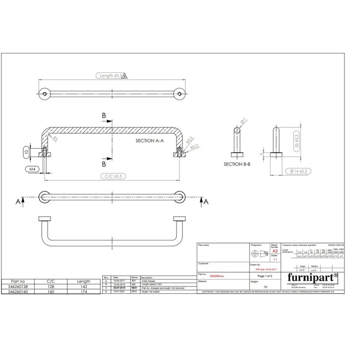 Furnipart  Furnipart meubelgreep LOUNGE in gepolijst RVS  gecombineerd met zwart leer
