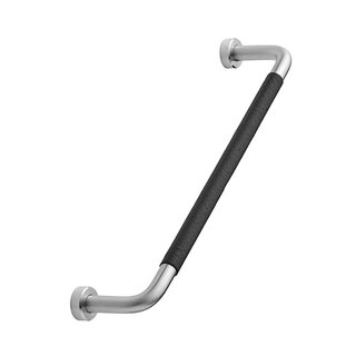 Furnipart Furniture handle LOUNGE - brushed stainless steel & black leather