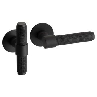 Artitec Black door handles RAW L+T on round rosettes of 2 mm thick