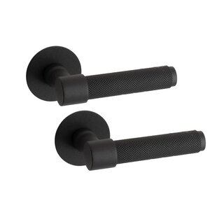 Artitec Black door handles RAW L+L on round rosettes of 2 mm thick