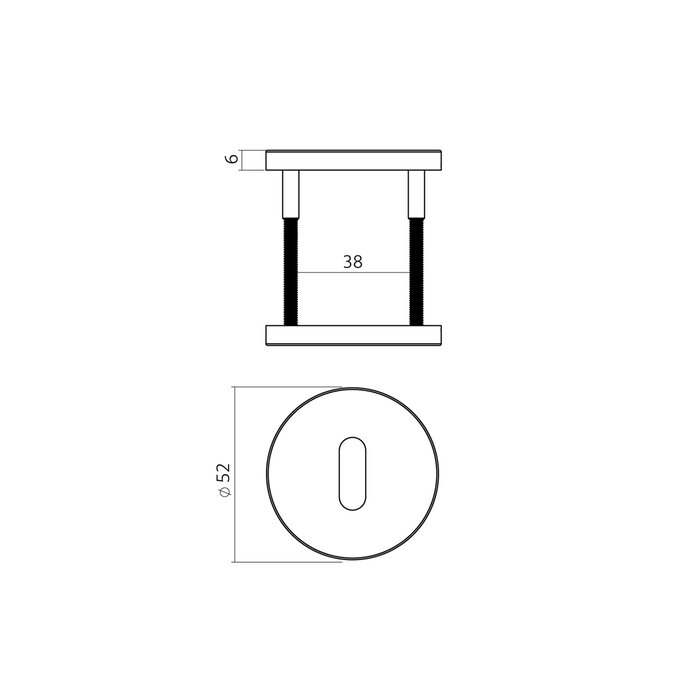 Intersteel Paar verdeckte Intersteel-Schlüsselplatten Ø 52 x 6 mm – Bronze PVD