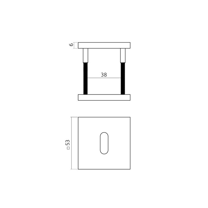 Intersteel Pair of Intersteel concealed key plates 53x53x6mm - Bronze PVD