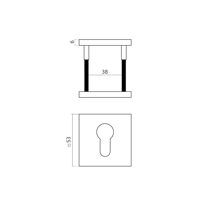 Intersteel Paar verdeckte Intersteel-Schlüsselplatten 53 x 53 x 6 mm – anthrazitgraues PVD