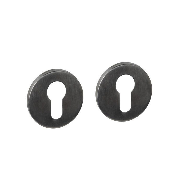 Intersteel Paar Intersteel cilinderplaatjes verdekt Ø 52x6mm - Antraciet grijs PVD