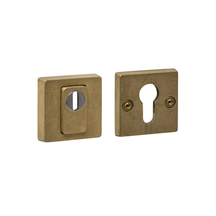 Intersteel Rosaces de sécurité Intersteel carrées 54x54 avec protection anti-arrachage - Laiton poli PVD