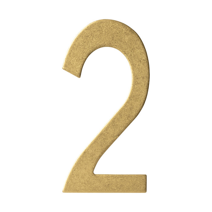 Intersteel Intersteel house number '2' 150 mm high - Brass tumbled PVD