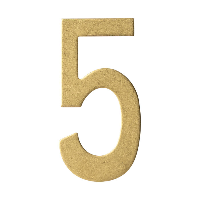 Intersteel Intersteel house number '5' 150 mm high - Brass tumbled PVD