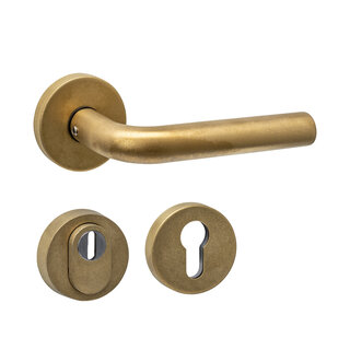 Intersteel Door handle LUZERN with solid rosettes SKG*** approved - Brass tumbled PVD