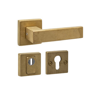 Intersteel Poignée de porte AMSTERDAM avec rosaces pleines homologuée SKG*** - Laiton poli PVD