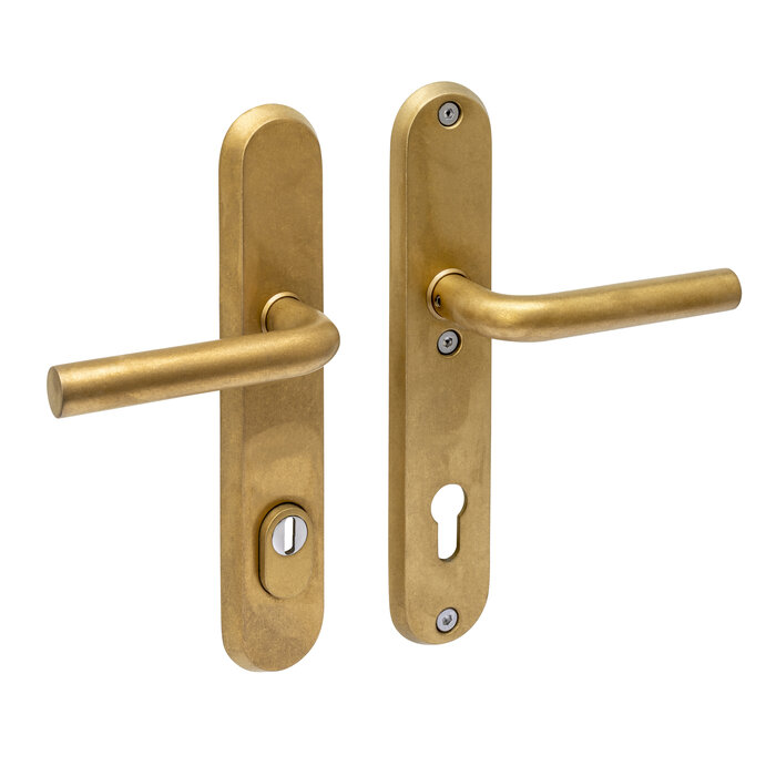 Intersteel Intersteel front door fitting LUZERN handle/handle with core pull protection SKG*** approved - Brass tumbled PVD