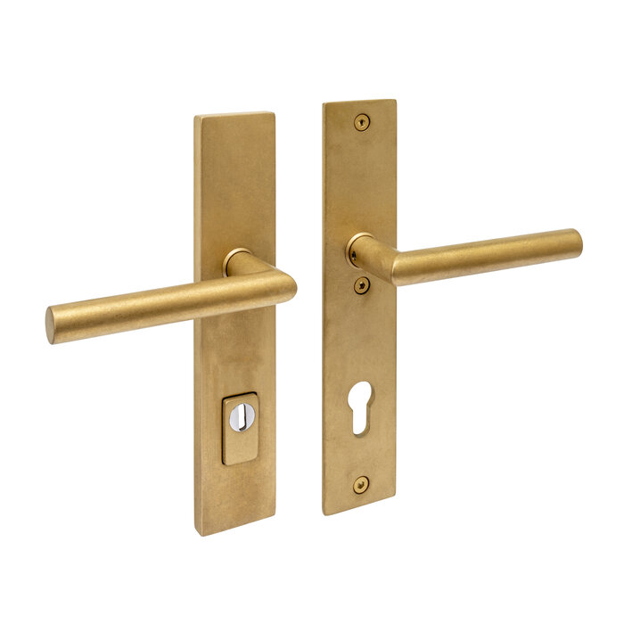 Intersteel Intersteel Haustürbeschlag JURA Hocker/Hocker mit Kernzugschutz SKG*** geprüft – Messing getrommelt PVD