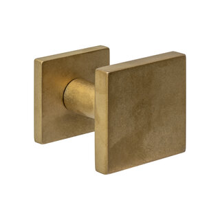 Intersteel Square front door knob 64x64 recessed on back plate - Brass tumbled PVD