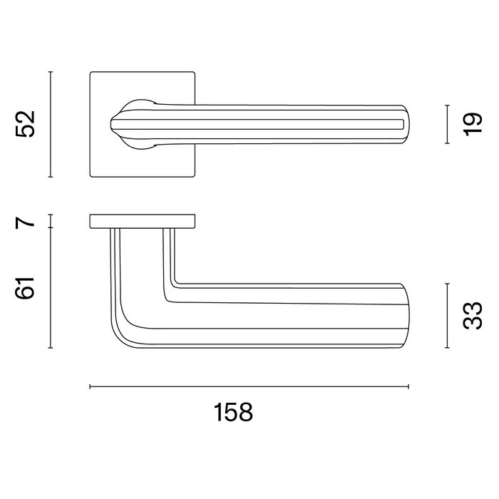 Aprile Massieve zwarte Aprile deurklinken CYPRESIA vierkant 52x52x7mm - zwart leer