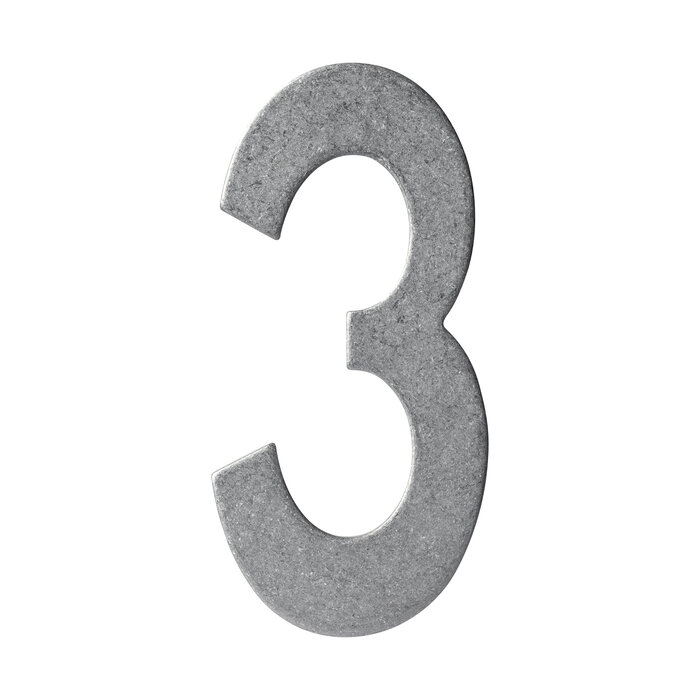 Intersteel Intersteel house number '3' 150 mm high - tumbled stainless steel