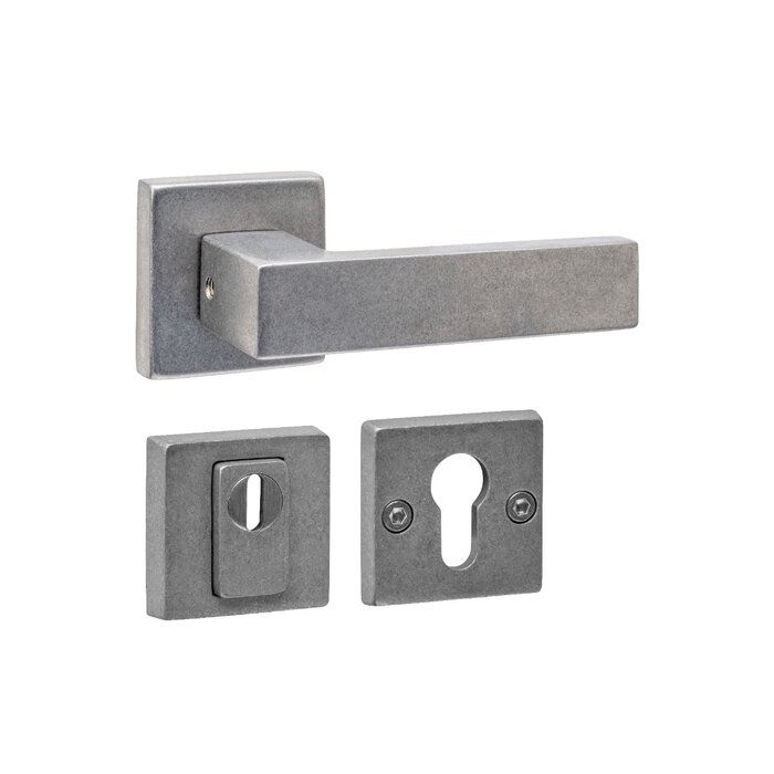 Intersteel Intersteel Türgriff AMSTERDAM mit massiven quadratischen Rosetten SKG*** geprüft - getrommelter Edelstahl